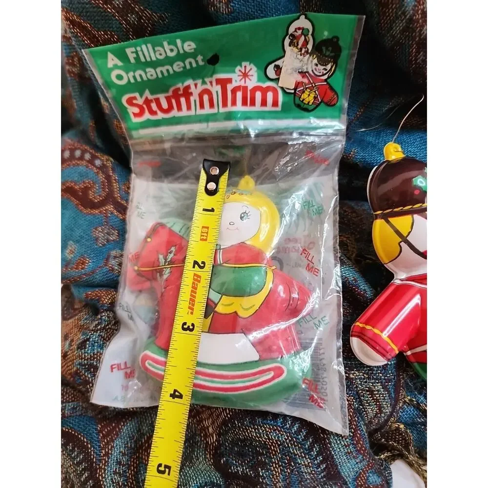 VTG Stuff N Trim Fillable Christmas Ornaments Made In USA Hard Plastic Lot Of 3
